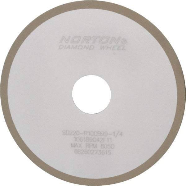 Norton - 6" Diam x 1-1/4" Hole x 1/8" Thick, 220 Grit Surface Grinding Wheel - Diamond, Type 1A1, Very Fine Grade, Resinoid Bond - Exact Industrial Supply