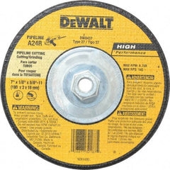 DeWALT - 24 Grit, 7" Wheel Diam, 1/8" Wheel Thickness, Type 27 Depressed Center Wheel - Aluminum Oxide, R Hardness, 8,700 Max RPM, Compatible with Angle Grinder - Exact Industrial Supply