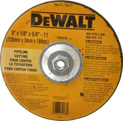 DeWALT - 24 Grit, 9" Wheel Diam, 1/8" Wheel Thickness, Type 27 Depressed Center Wheel - Aluminum Oxide, R Hardness, 6,600 Max RPM, Compatible with Angle Grinder - Exact Industrial Supply