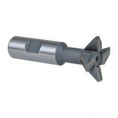 Keo - 1-1/2" Diam x 1/2" Width of Cut, 45° Included Angle, Carbide-Tipped Dovetail Cutter - 3/4" Shank Diam, 3-1/4" Overall Length, 0.02" Corner Radius, Weldon Flat, Uncoated - Exact Industrial Supply