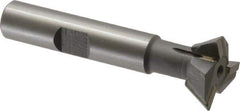 Keo - 3/4" Diam x 1/4" Width of Cut, 60° Included Angle, Carbide-Tipped Dovetail Cutter - 3/8" Shank Diam, 2-1/4" Overall Length, 0.02" Corner Radius, Weldon Flat, Uncoated - Exact Industrial Supply