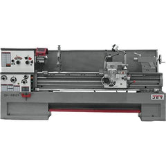 Jet - 18" Swing, 80" Between Centers, 230/460 Volt, Triple Phase Engine Lathe - 7MT Taper, 7-1/2 hp, 25 to 1,800 RPM, 3-1/8" Bore Diam, 40" Deep x 48-7/8" High x 136 -1/8" Long - Exact Industrial Supply