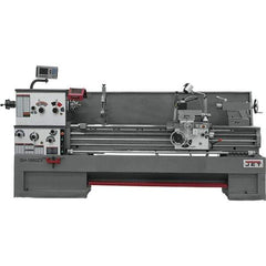 Jet - 18" Swing, 80" Between Centers, 230/460 Volt, Triple Phase Engine Lathe - 7MT Taper, 7-1/2 hp, 25 to 1,800 RPM, 3-1/8" Bore Diam, 40" Deep x 48-7/8" High x 136 -1/8" Long - Exact Industrial Supply