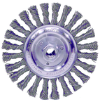 6" Diameter - 5/8-11" Arbor Hole - Stringer Bead Twist Steel Wire Straight Wheel - Exact Industrial Supply