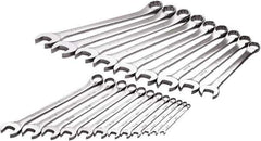 SK - 21 Piece, 1/4" to 1-1/2", 12 Point Combination Wrench Set - Inch Measurement Standard, Chrome Finish, Comes in Rack - Exact Industrial Supply