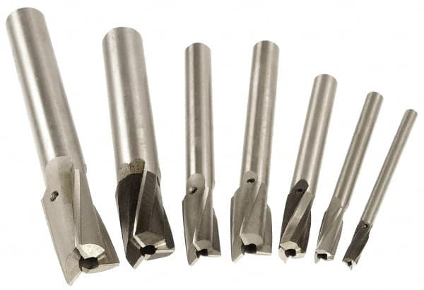 Value Collection - 7 Piece, 3 Flutes, Straight Shank, Interchangeable Pilot Counterbore Set - Exact Industrial Supply