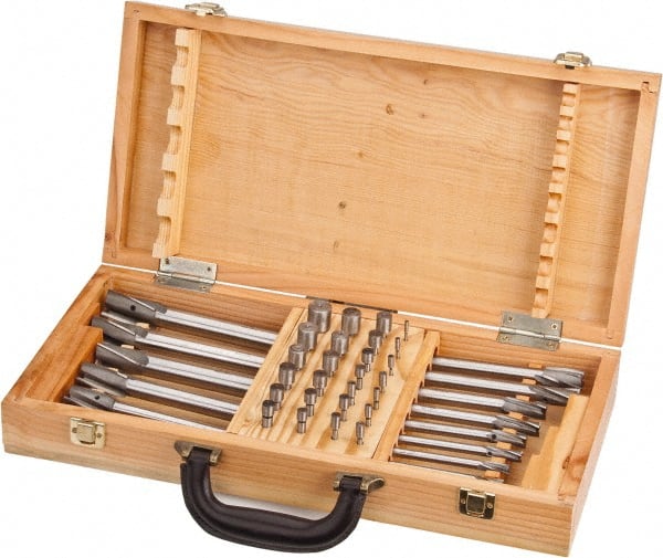 Value Collection - 39 Piece, 3 Flutes, Straight Shank, Interchangeable Pilot Counterbore Set - Exact Industrial Supply