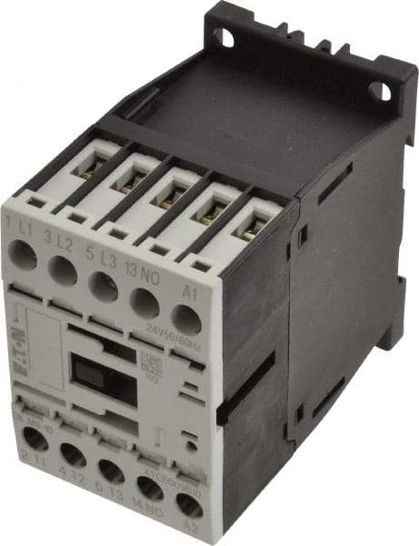 Eaton Cutler-Hammer - 3 Pole, 24 Coil VAC, 20 Amp, Nonreversible Open Enclosure IEC Contactor - 1 Phase hp: 0.5 at 115 V, 1 at 200 V, 1.5 at 230 V, 3 Phase hp: 3 at 200 V, 3 at 230 V, 5 at 460 V, 7.5 at 575 V, 9 Amp Inductive Load Rating Listed - Exact Industrial Supply