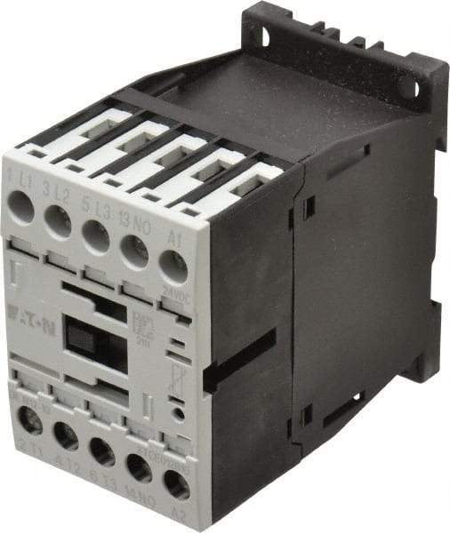 Eaton Cutler-Hammer - 3 Pole, 24 to 27 Coil VDC, 20 Amp, Nonreversible Open Enclosure IEC Contactor - 1 Phase hp: 1 at 115 V, 2 at 200 V, 2 at 230 V, 3 Phase hp: 10 at 460 V, 10 at 575 V, 3 at 200 V, 3 at 230 V, 12 Amp Inductive Load Rating Listed - Exact Industrial Supply