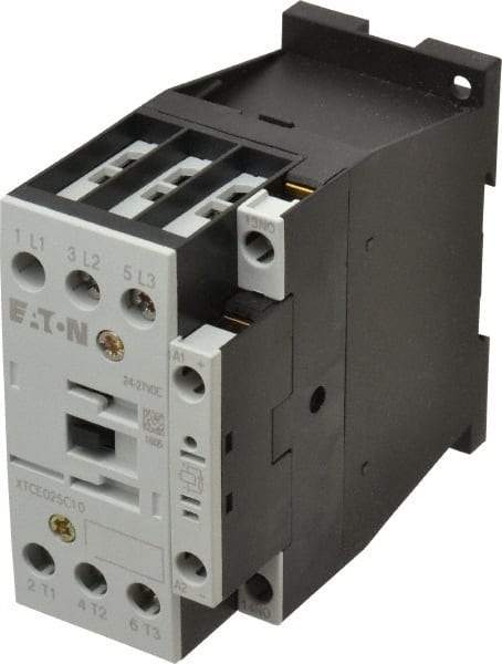 Eaton Cutler-Hammer - 3 Pole, 24 to 27 Coil VDC, 40 Amp, Nonreversible Open Enclosure IEC Contactor - 1 Phase hp: 2 at 115 V, 3 at 200 V, 5 at 230 V, 3 Phase hp: 10 at 230 V, 15 at 460 V, 20 at 575 V, 7.5 at 200 V, 25 Amp Inductive Load Rating Listed - Exact Industrial Supply