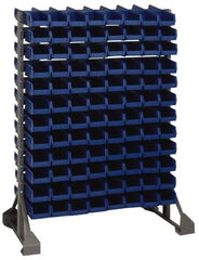 Quantum Storage - 96 Bin Rail Unit with Bins - 36 Inch Overall Width x 25 Inch Overall Depth x 53 Inch Overall Height, Blue Polypropylene / Polyethylene Bins - Exact Industrial Supply