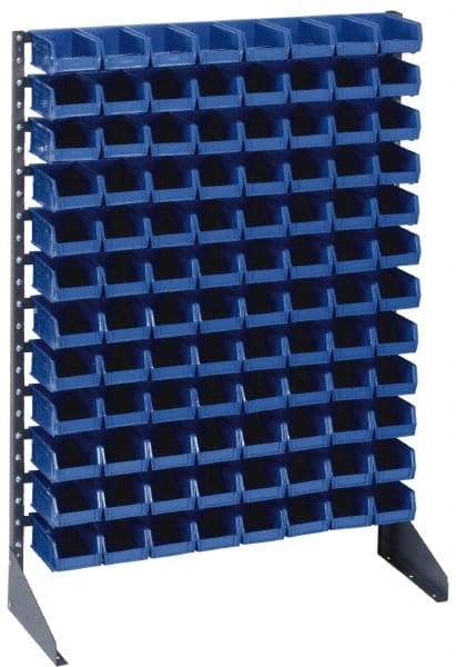 Quantum Storage - 192 Bin Rail Unit with Bins - 36 Inch Overall Width x 25 Inch Overall Depth x 53 Inch Overall Height, Blue Polypropylene / Polyethylene Bins - Exact Industrial Supply