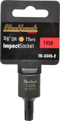 Blackhawk by Proto - 3/8" Drive, T45H Impact Torx Bit Socket - 3/4" Bit Length, 1-1/2" OAL - Exact Industrial Supply