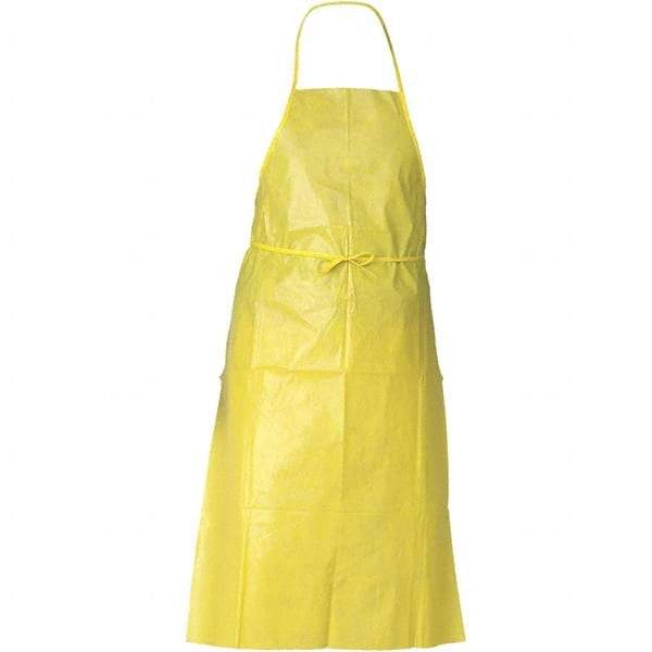KleenGuard - 29" Wide x 44" Long x 1-1/2 mil Thick Chemical Resistant Bib Apron - Polyethylene & Spunbound, Yellow, Resists Chemical Sprays - Exact Industrial Supply