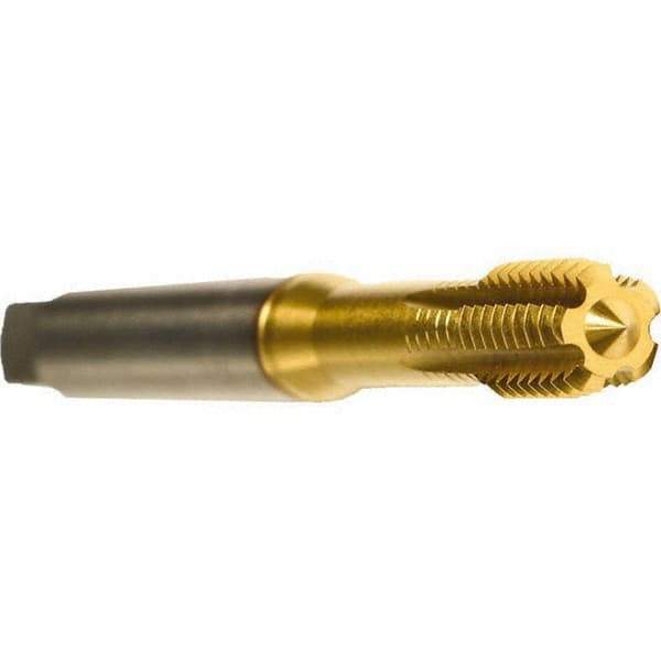 Emuge - 1/4-20 UNC 2BX Modified Bottoming Thread Forming Tap - Cobalt, TiN Finish, 3.15" OAL, 0.512" Thread Length, Right Hand Thread, Series Druck - Exact Industrial Supply