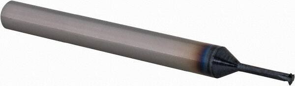 Scientific Cutting Tools - 40 to 64 TPI, Internal/External Single Profile Thread Mill - #4" Noml Diam, 0.08" Cut Diam, 3/16" Shank Diam, 3 Flute, 0.045" Neck Diam, 0.3" Neck Length, 2" OAL, TiN Finish - Exact Industrial Supply