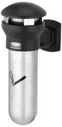 Rubbermaid - 0.6 Gal Stainless Steel Cigarette & Cigar Receptacle - 11-5/8" Wide x 18" High - Exact Industrial Supply