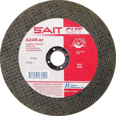 Sait - 7" 24 Grit Aluminum Oxide Cutoff Wheel - 3/32" Thick, 5/8" Arbor, 8,500 Max RPM, Use with Circular Saws - Exact Industrial Supply