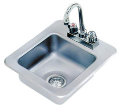 Advance Tabco - 9" Long x 9" Wide Inside, 1 Compartment, Stainless Steel Stainless Steel Drop In Sink - 20 Gauge, 12" Long x 14" Wide Outside, 5" Deep - Exact Industrial Supply