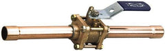 NIBCO - 2" Pipe, Full Port, Bronze Oxygen Service Ball Valve - 3 Piece, Inline - One Way Flow, Tube O.D. x Tube O.D. Ends, Lever Handle, 600 WOG, 200 WSP - Exact Industrial Supply