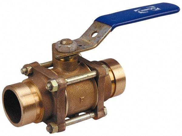NIBCO - 1-1/4" Pipe, Full Port, Stainless Steel Standard Ball Valve - 3 Piece, Inline - One Way Flow, Socket Weld x Socket Weld Ends, Locking Lever Handle, 1,000 WOG - Exact Industrial Supply