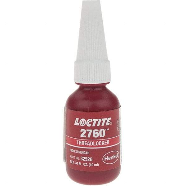 Loctite - 10 mL Bottle, Red, High Strength Liquid Threadlocker - Series 2760, 24 hr Full Cure Time - Exact Industrial Supply