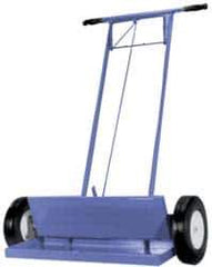 Made in USA - 36" Long Push Magnetic Sweeper with Wheels - 4-1/2" Wide x 1-1/2" High x 48" Long, 10" Wheel Diam, 2-1/2" Clearance - Exact Industrial Supply