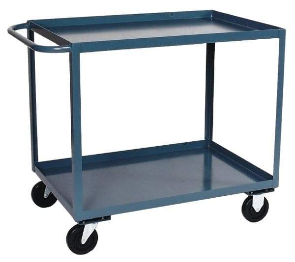 Durham - 1,200 Lb Capacity, 30" Wide x 60" Long x 37-3/4" High Service Cart - 2 Shelf, Steel, Hard Rubber Casters - Exact Industrial Supply