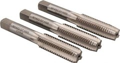 Interstate - M14x2.00 Metric Coarse, 4 Flute, Bottoming, Plug & Taper, Bright Finish, High Speed Steel Tap Set - Right Hand Cut, 3-19/32" OAL, 1-21/32" Thread Length - Exact Industrial Supply