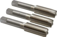 Interstate - M18x1.50 Metric Fine, 4 Flute, Bottoming, Plug & Taper, Bright Finish, High Speed Steel Tap Set - Right Hand Cut, 4-1/32" OAL, 1-13/16" Thread Length - Exact Industrial Supply