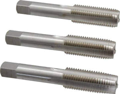 Interstate - M18x2.00 Metric Fine, 4 Flute, Bottoming, Plug & Taper, Bright Finish, High Speed Steel Tap Set - Right Hand Cut, 4-1/32" OAL, 1-13/16" Thread Length - Exact Industrial Supply