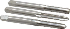 Interstate - M6x0.75 Metric Fine, 4 Flute, Bottoming, Plug & Taper, Bright Finish, High Speed Steel Tap Set - Right Hand Cut, 2-1/2" OAL, 1" Thread Length - Exact Industrial Supply