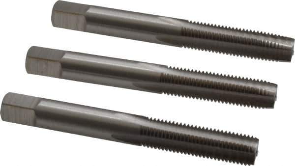 Interstate - M8x1.00 Metric Fine, 4 Flute, Bottoming, Plug & Taper, Bright Finish, High Speed Steel Tap Set - Right Hand Cut, 2-23/32" OAL, 1-1/8" Thread Length - Exact Industrial Supply