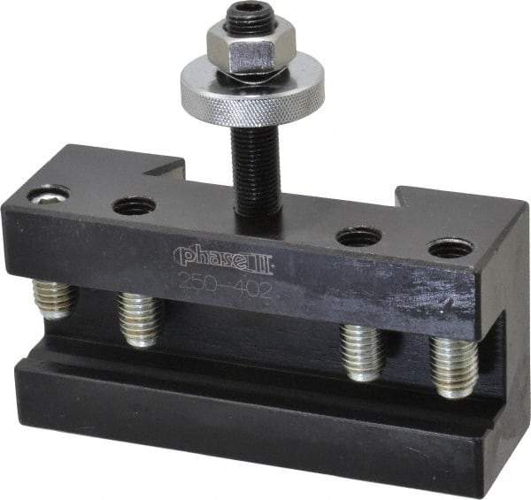 Phase II - Series CA, #2 Boring, Turning & Facing Tool Post Holder - 14 to 20" Lathe Swing, 2-1/2" OAH, 1" Max Tool Cutting Size, 1-11/16" Centerline Height - Exact Industrial Supply