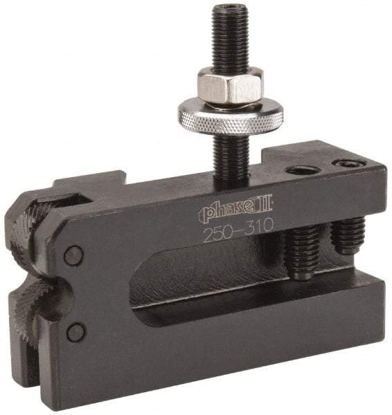 Phase II - Series CXA, #10 Knurling, Turning & Facing Tool Post Holder - 13 to 18" Lathe Swing, 2" OAH, 3/4" Max Tool Cutting Size, 1-3/16" Centerline Height - Exact Industrial Supply