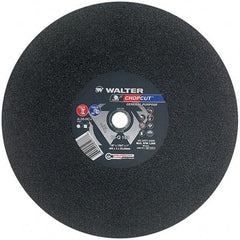 WALTER Surface Technologies - 16" 30 Grit Aluminum Oxide Cutoff Wheel - 7/64" Thick, 1" Arbor, 3,800 Max RPM, Use with Electric & Gas Powered Saws - Exact Industrial Supply