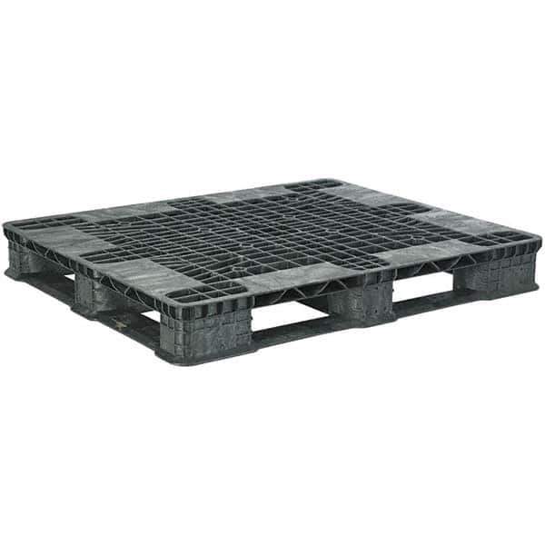 Orbis - 47.8" Long x 39.9" & Wide x 5.8" High Polyethylene Stackable Pallet - 30,000 Lb Static Capacity, 3,500 Lb Dynamic Capacity, Black - Exact Industrial Supply