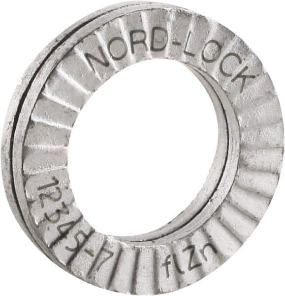 Nord-Lock - #5, 0.284" OD, Zinc Flake, Steel Wedge Lock Washer - Grade 2, 0.126 to 0.134" ID - Exact Industrial Supply