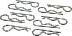 Made in USA - 5/8 to 7/8" Shaft Diam, 2-1/2" Long, 1/8" Wire Diam, Hair Pin Cotter - MB Grade 2 Spring Steel, Zinc-Plated Finish - Exact Industrial Supply
