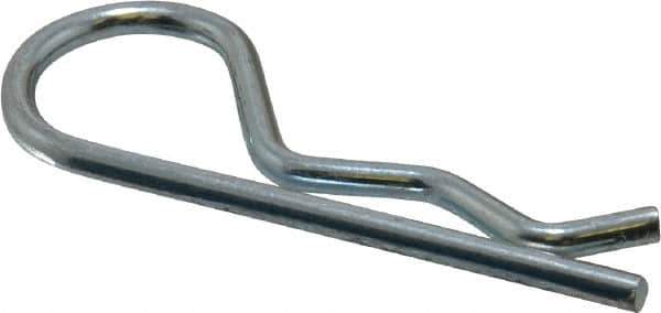 Made in USA - 5/8 to 1" Shaft Diam, 2-15/16" Long, 0.148" Wire Diam, Hair Pin Cotter - MB Grade 2 Spring Steel, Zinc-Plated Finish - Exact Industrial Supply