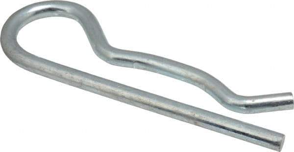 Made in USA - 1/2 to 5/8" Shaft Diam, 3" Long, 0.162" Wire Diam, Hair Pin Cotter - MB Grade 2 Spring Steel, Zinc-Plated Finish - Exact Industrial Supply