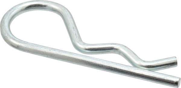 Made in USA - 5/8 to 1" Shaft Diam, 3-1/4" Long, 0.177" Wire Diam, Hair Pin Cotter - MB Grade 2 Spring Steel, Zinc-Plated Finish - Exact Industrial Supply