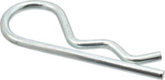 Made in USA - 5/8 to 1" Shaft Diam, 3-1/4" Long, 0.177" Wire Diam, Hair Pin Cotter - MB Grade 2 Spring Steel, Zinc-Plated Finish - Exact Industrial Supply