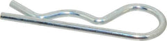 Made in USA - 7/8 to 1-1/4" Shaft Diam, 3-3/4" Long, 0.177" Wire Diam, Hair Pin Cotter - MB Grade 2 Spring Steel, Zinc-Plated Finish - Exact Industrial Supply