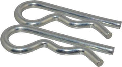 Made in USA - 7/8 to 1" Shaft Diam, 4-1/16" Long, 0.31" Wire Diam, Hair Pin Cotter - MB Grade 2 Spring Steel, Zinc-Plated Finish - Exact Industrial Supply