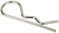 Made in USA - 3/16 to 1/4" Shaft Diam, 1" Long, 0.042" Wire Diam, Hair Pin Cotter - MB Grade 2 Spring Steel, Zinc-Plated Finish - Exact Industrial Supply
