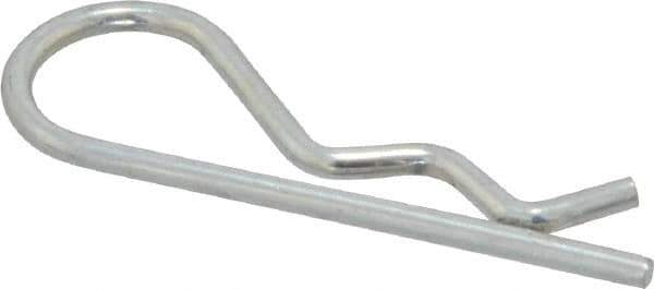 Made in USA - 1/4 to 1/2" Shaft Diam, 1-5/16" Long, 1/16" Wire Diam, Hair Pin Cotter - MB Grade 2 Spring Steel, Zinc-Plated Finish - Exact Industrial Supply