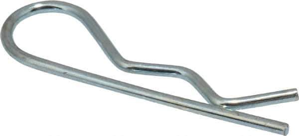 Made in USA - 3/8 to 1/2" Shaft Diam, 1-9/16" Long, 1/16" Wire Diam, Hair Pin Cotter - MB Grade 2 Spring Steel, Zinc-Plated Finish - Exact Industrial Supply