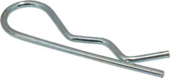 Made in USA - 3/8 to 1/2" Shaft Diam, 1-9/16" Long, 1/16" Wire Diam, Hair Pin Cotter - MB Grade 2 Spring Steel, Zinc-Plated Finish - Exact Industrial Supply