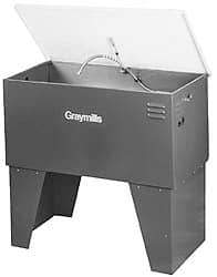 Graymills - Free Standing Solvent-Based Parts Washer - 40 Gal Max Operating Capacity, Steel Tank, 38" (Lid Close)/60" (Lid Open) High x 42" Long x 22" Wide, 115 Input Volts - Exact Industrial Supply